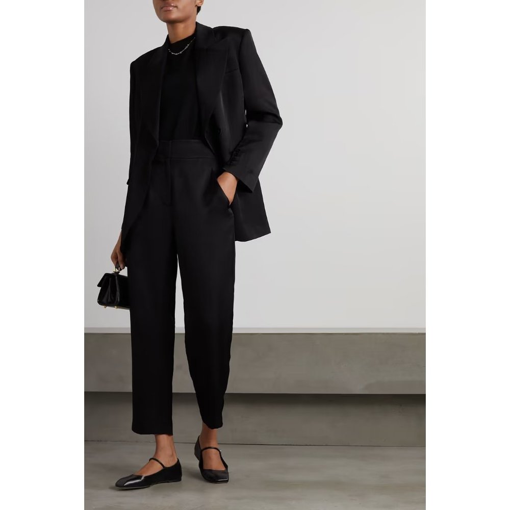 Envelope1976 Bianca Tapered Pants 25" / FR 34 / US 2 / Shiny Black Net-A-Porter